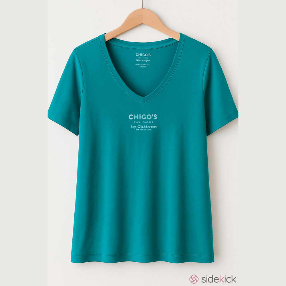 Chico’s,short sleeve, cotton Tee V N. Turquoise C-size 2/ Us size large 12.